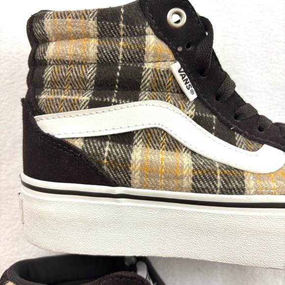 Vans Filmore Brown Plaid/Houndstooth Suede High-Top Skater Sneakers (W6.0) - Picture 3 of 11
